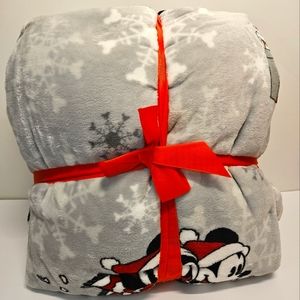 Disney Mickey Mouse & Minnie Christmas Plush Blanket Full Queen 90x90" NEW